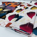 Colorful Pure Rayon Fabric Leaf Pattern Printed